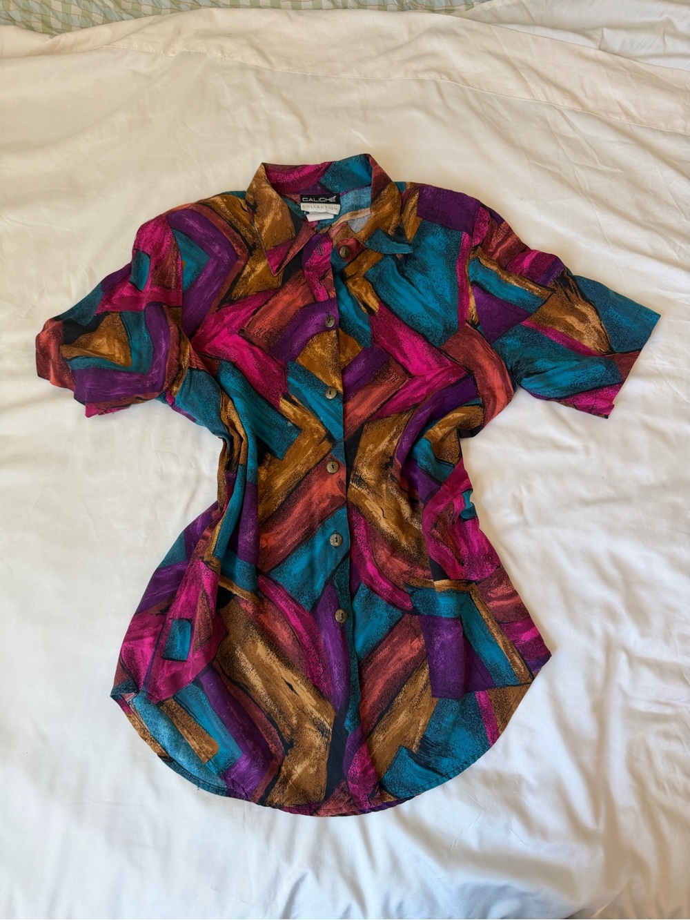 Multicolor Abstract Print Button-Up Blouse - Picture 2 of 4